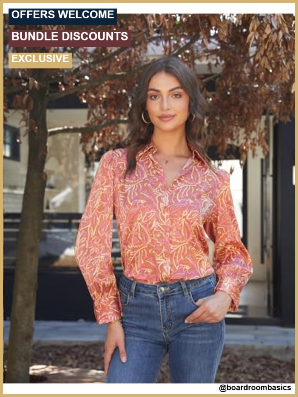 Silky Wrinkle-Resistant Relaxed Fit Puff Sleeve Button Down Blouse - Picture 2 of 3